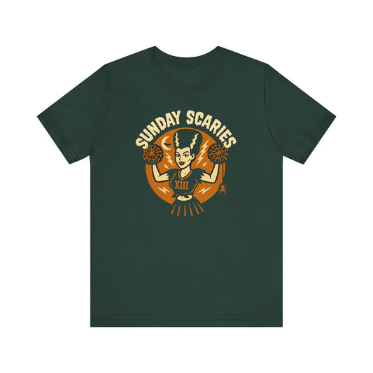 Cheerleader Bride -Sunday Scaries | Unisex Football T-Shirt | Halloween Special Edition