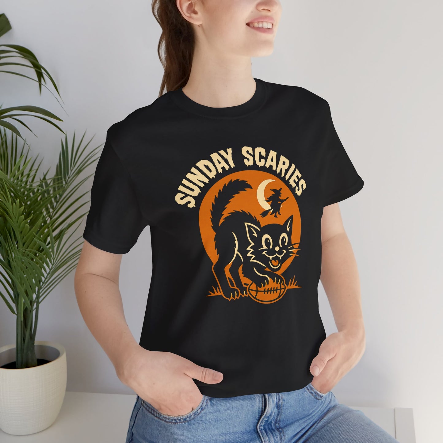 Scaredy Cat -Sunday Scaries | Unisex Football T-Shirt | Halloween Special Edition