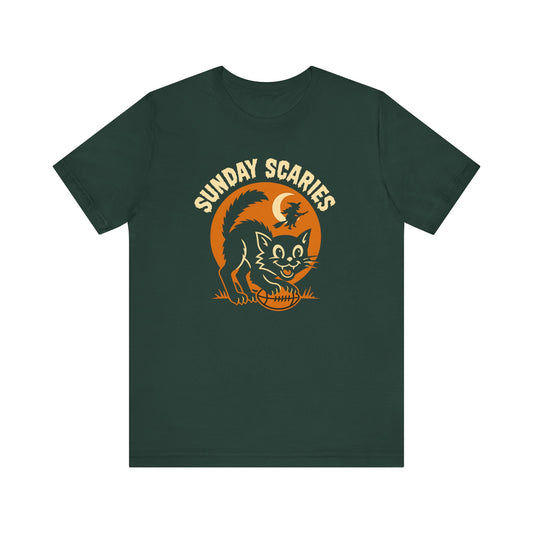 Scaredy Cat -Sunday Scaries | Unisex Football T-Shirt | Halloween Special Edition