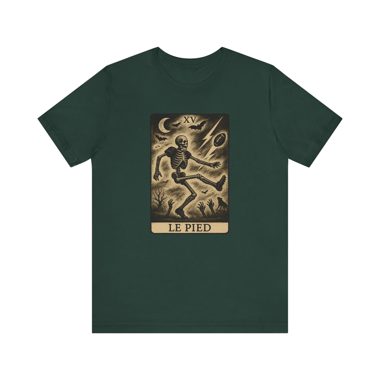 Le Pied (The Foot) Kicker | Gridiron Tarot Skeleton Tee