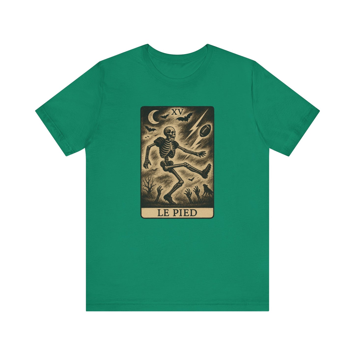 Le Pied (The Foot) Kicker | Gridiron Tarot Skeleton Tee