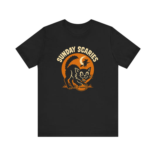 Scaredy Cat -Sunday Scaries | Unisex Football T-Shirt | Halloween Special Edition