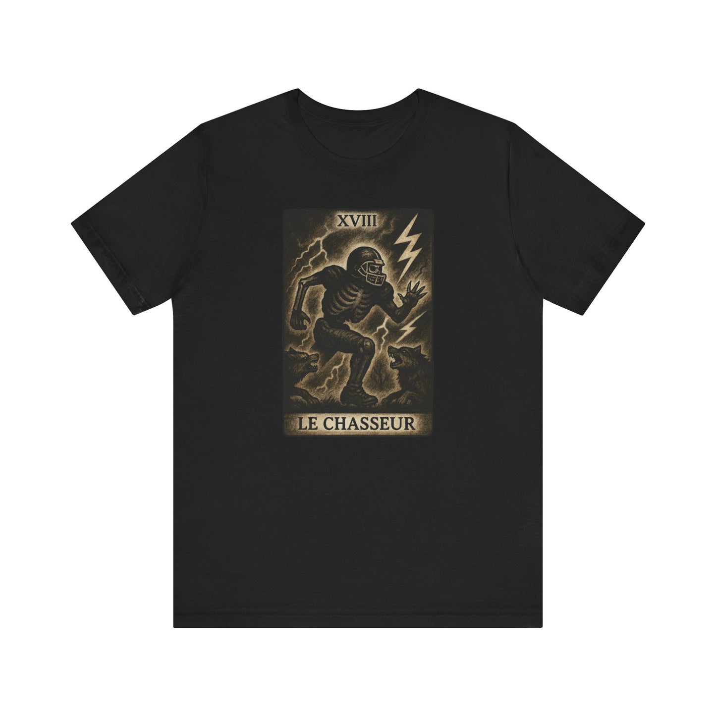 Le Chasseur (The Hunter / Linebacker) | Gridiron Tarot Skeleton Tee