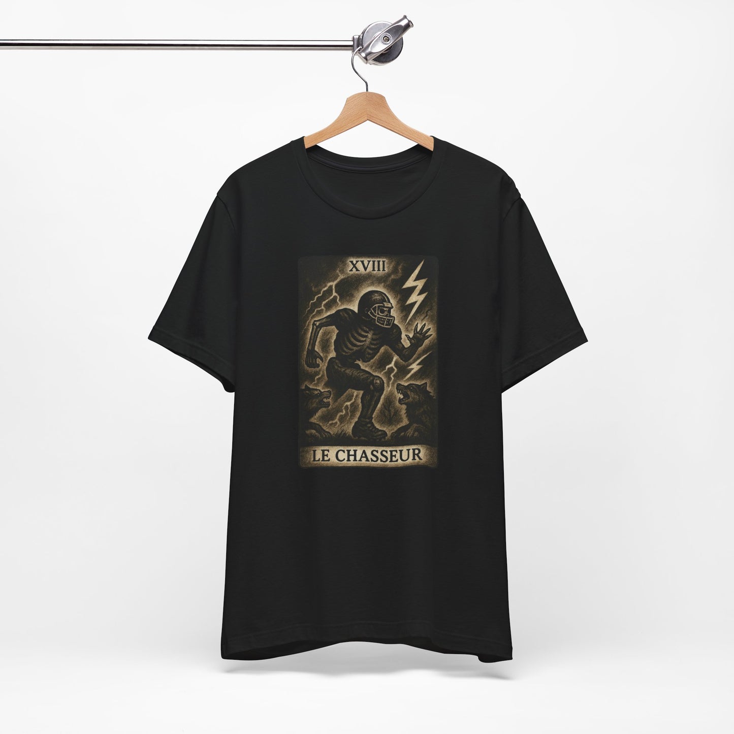 Le Chasseur (The Hunter / Linebacker) | Gridiron Tarot Skeleton Tee