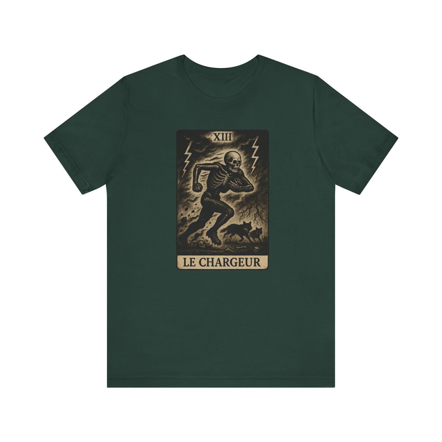 Le Chargeur (The Charger / Running Back) | Gridiron Tarot Skeleton Tee