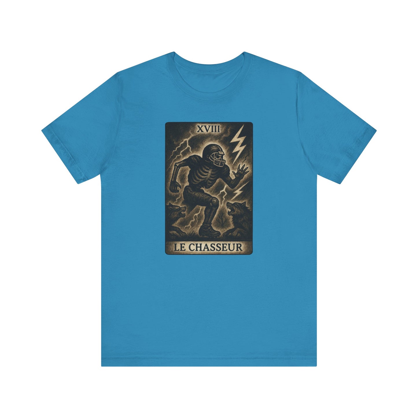Le Chasseur (The Hunter / Linebacker) | Gridiron Tarot Skeleton Tee