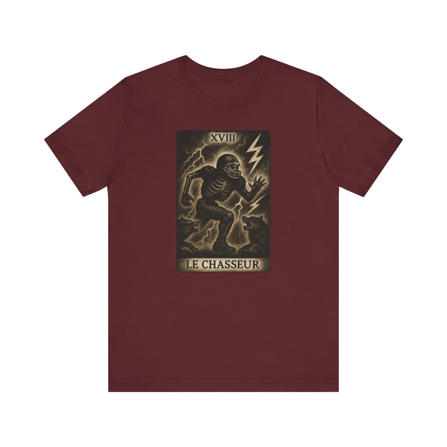 Le Chasseur (The Hunter / Linebacker) | Gridiron Tarot Skeleton Tee