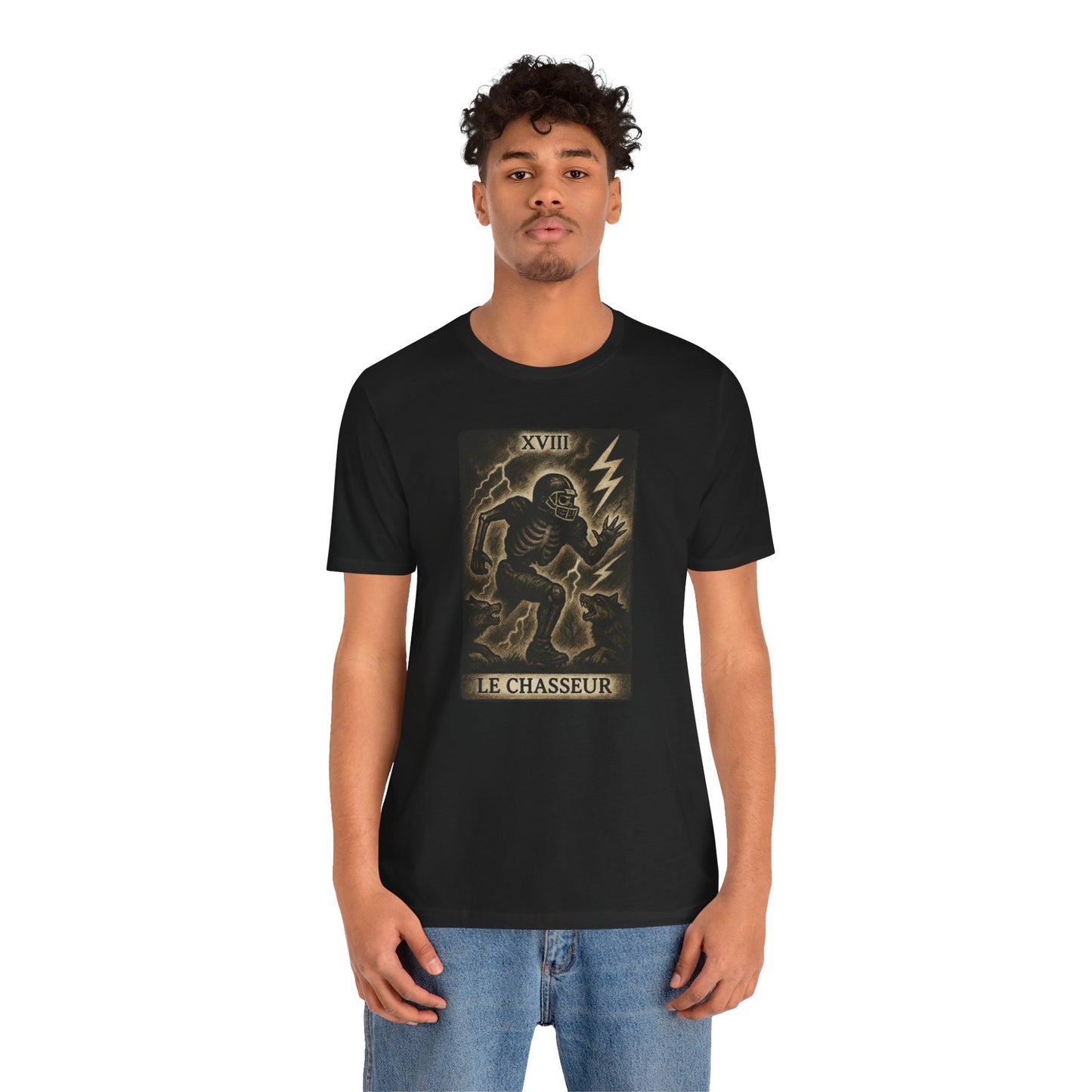 Le Chasseur (The Hunter / Linebacker) | Gridiron Tarot Skeleton Tee