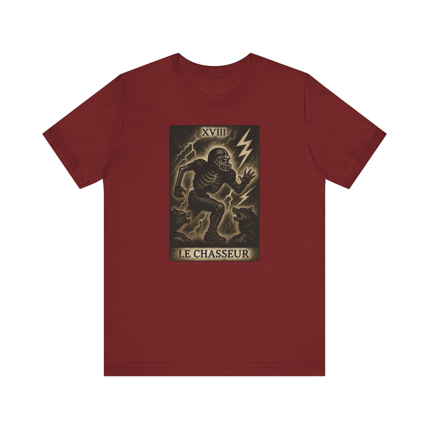 Le Chasseur (The Hunter / Linebacker) | Gridiron Tarot Skeleton Tee