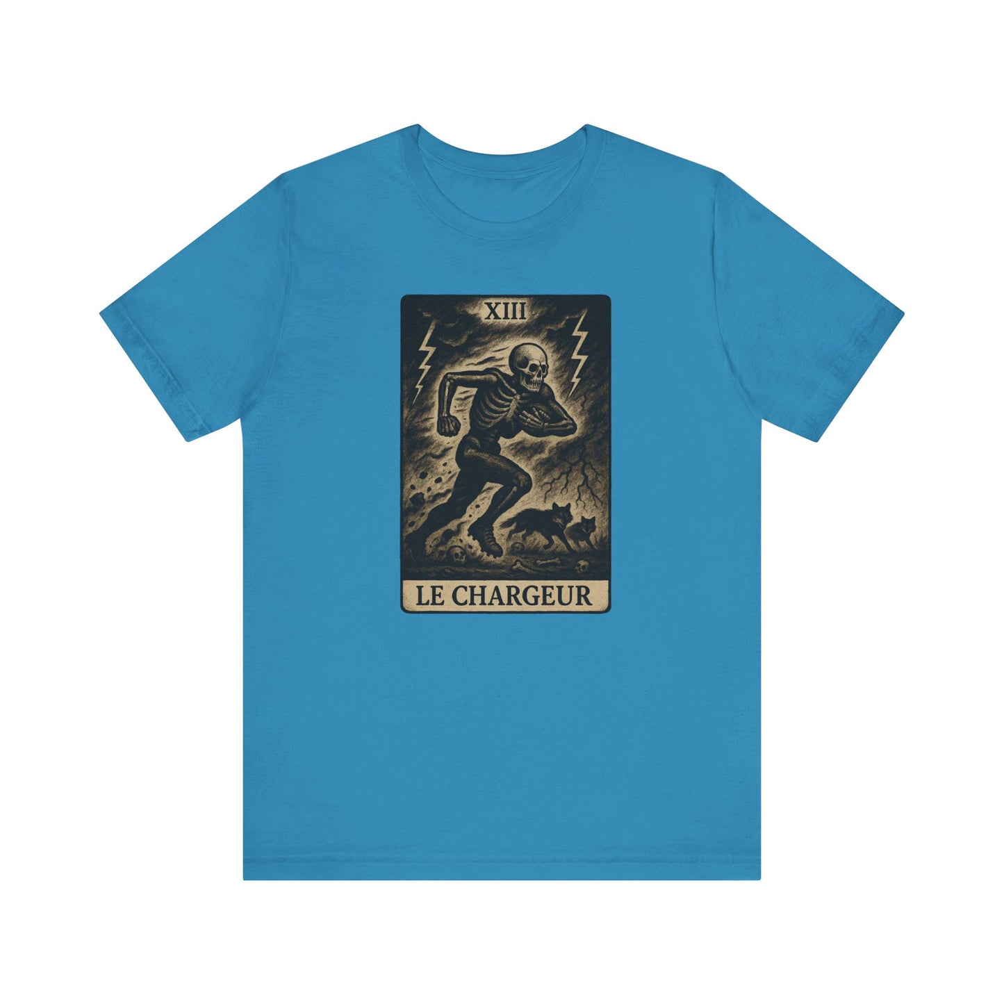 Le Chargeur (The Charger / Running Back) | Gridiron Tarot Skeleton Tee