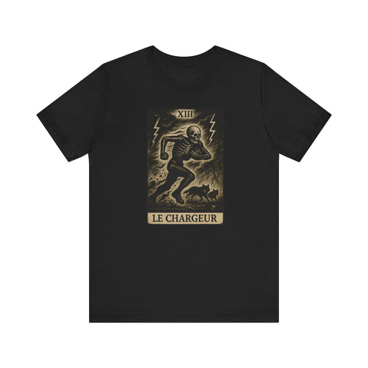 Le Chargeur (The Charger / Running Back) | Gridiron Tarot Skeleton Tee