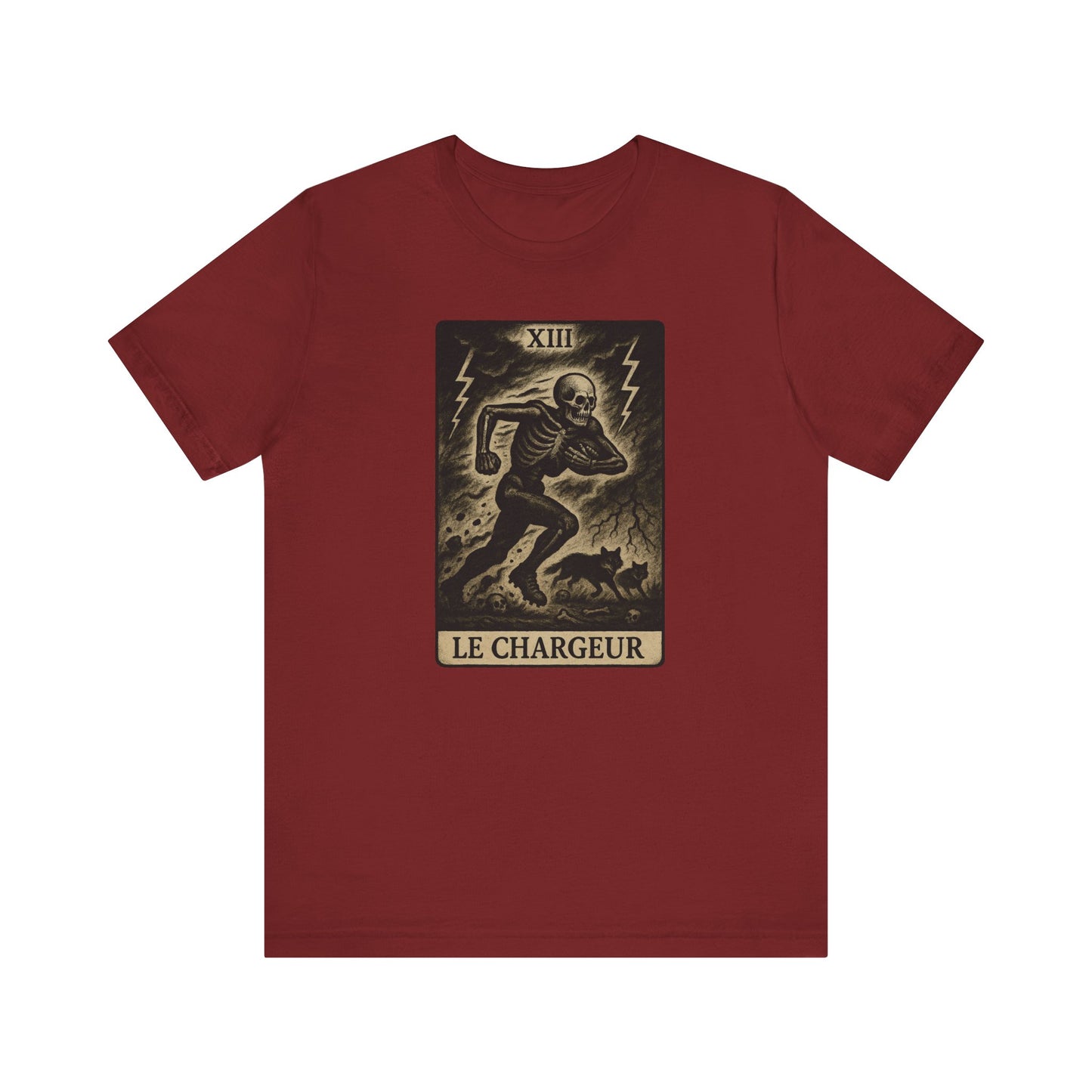 Le Chargeur (The Charger / Running Back) | Gridiron Tarot Skeleton Tee