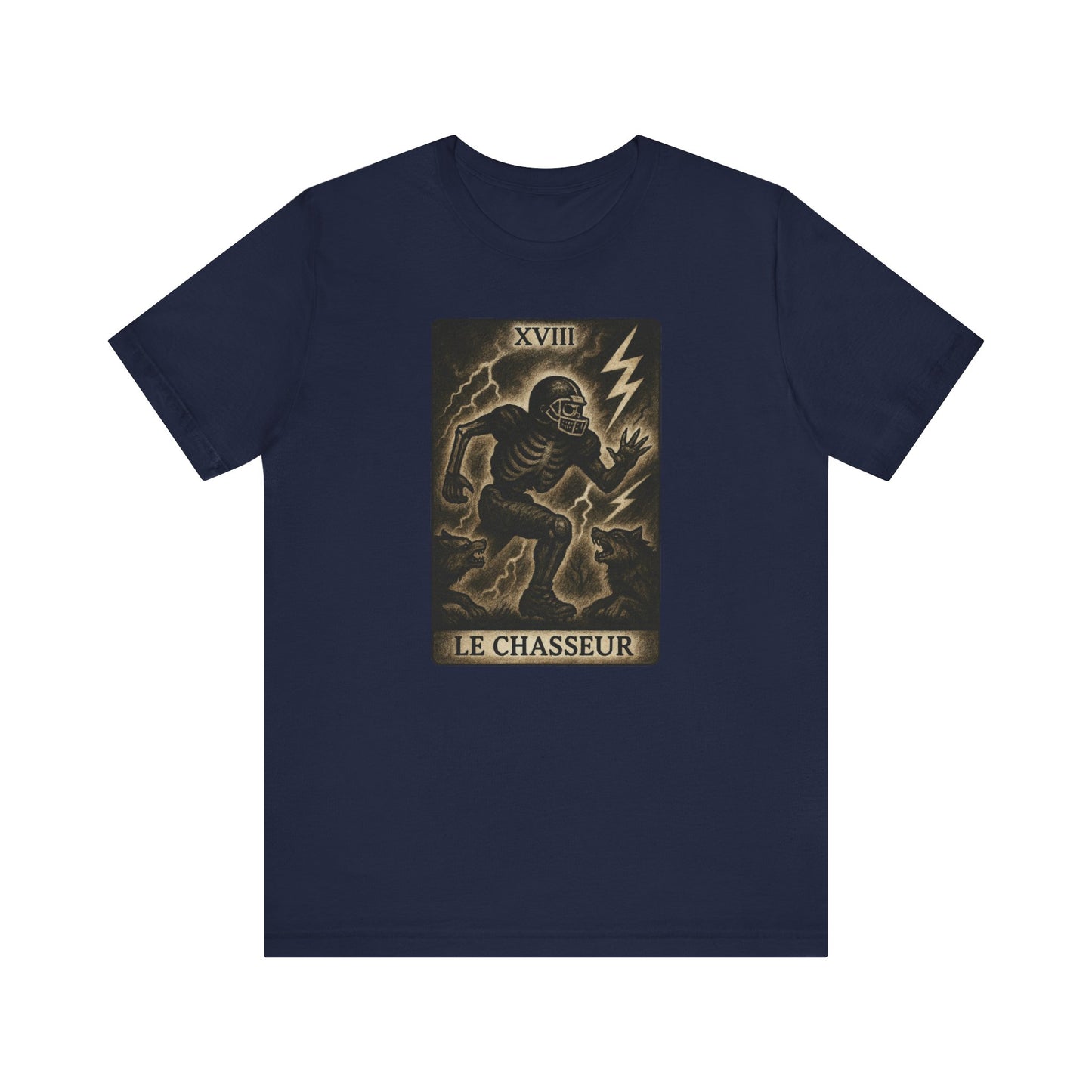 Le Chasseur (The Hunter / Linebacker) | Gridiron Tarot Skeleton Tee