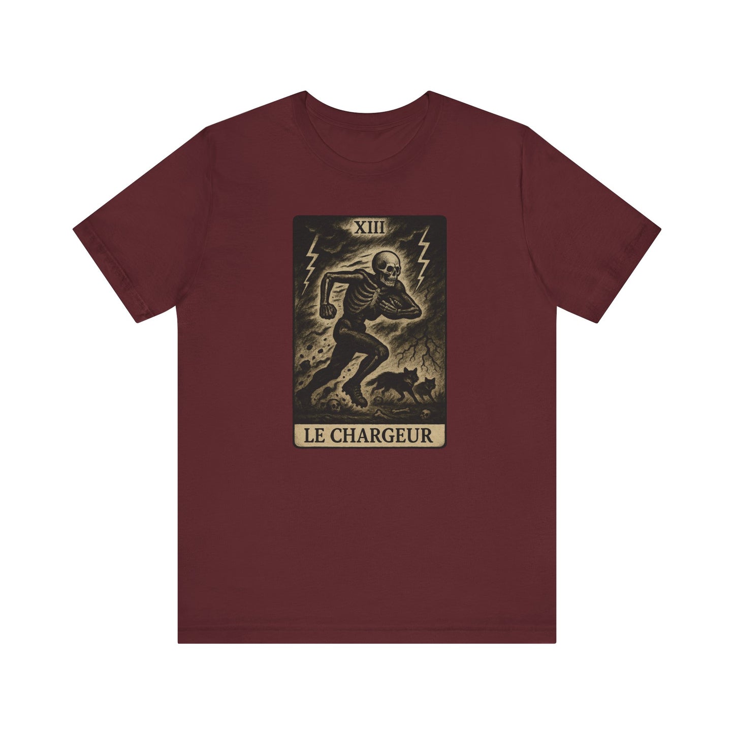 Le Chargeur (The Charger / Running Back) | Gridiron Tarot Skeleton Tee